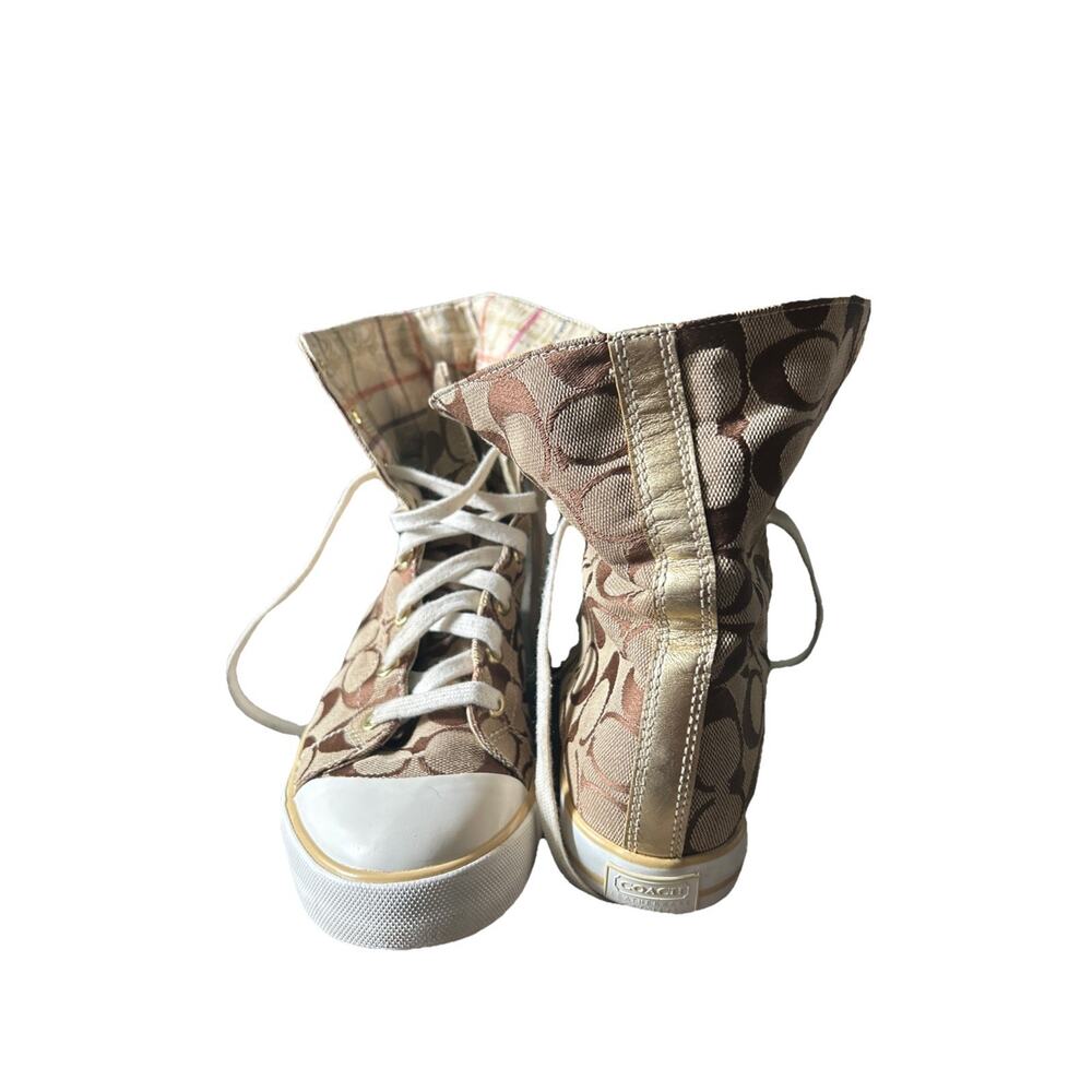 Coach Women’s Size 7B Bonney high Top Converse Style Sneakers - Picture 8 of 13